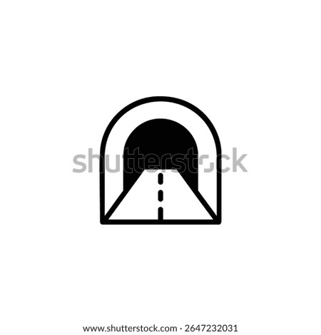 A monoline icon showing a perspective view from inside a tunnel. Outline symbol for transport subway road and passage.