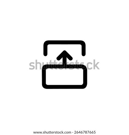 A monoline icon showing two frames with an up arrow, symbolizing an upward screen or slide transition. Isolated on white.