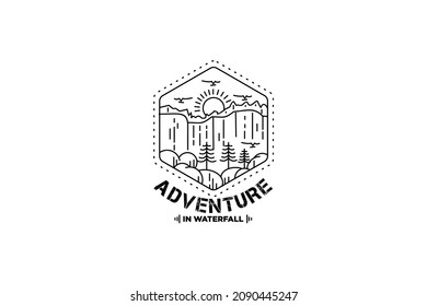 Monoline image of a waterfall. This image can be for a logo or for other graphic purposes.