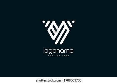 Monoline Initial Letter V logo design, monogram logo