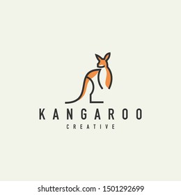 monoline kangaroo logo-vector illustration on a light background