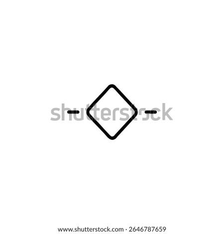 A monoline keyframe icon with a horizontal line through it, symbolizing horizontal alignment or distribution. Isolated on white.