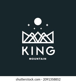 Monoline Landscape Hills Diseño del logo de la Corona con Luna