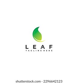 monoline leaf logo in green color