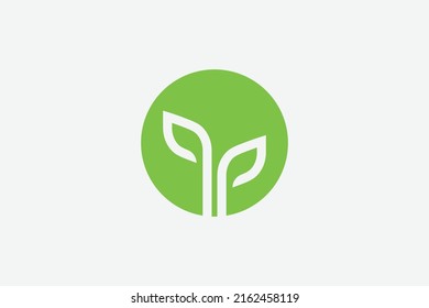 Monoline Leaf Logo Illustration Vector