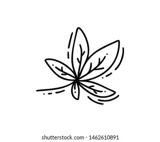Monoline leaf of tree logo autumn. Outline emblem in linear style. Vector abstract icon for design of natural products, flower shop, cosmetics, ecology concepts, health, spa