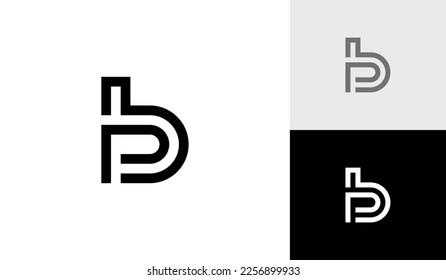 Monoline letter BP or PB monogram logo design vector