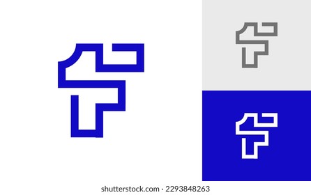 Monoline letter F1 or 1F initial monogram logo design