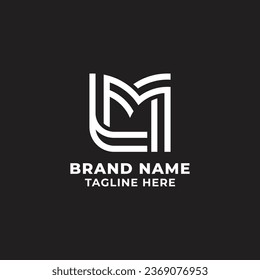 Vector de diseño de logotipo ML o LM de letra monolínea