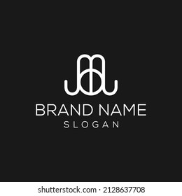 Monoline letter M+O initials logo design
