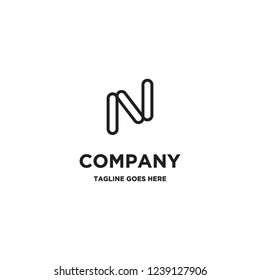 monoline letter N initial logo icon vector