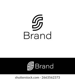 Monoline Letter S Logo als Leaf Eye, oder Shell Monogramm mit zwei Hintergründen. 