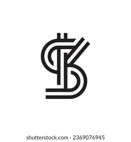 Monoline Letter SK Logo Design Vector