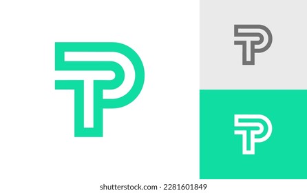 Monoline letter TP or PT monogram logo design vector