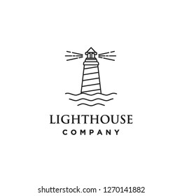monoline lighthouse building architecture logo icon vector template