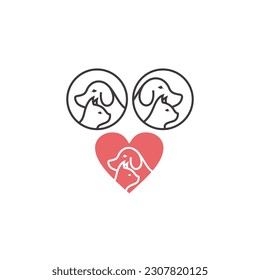 Monoline line art outline dog cat minimalist logo template vector icon illustration