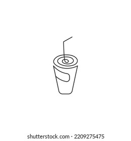 bebida de la copa de la línea de monoline. un gráfico de icono del vector de la línea de bebida de copa minimalista