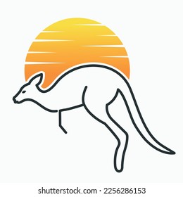 Monoline line kangaroo logo vector icon illustration