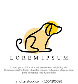 monoline lineart outline dog cat icon logo template vector illustration