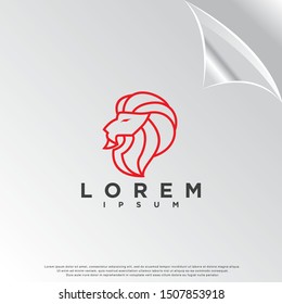 monoline lion head logo. luxury design. vector icon illustration