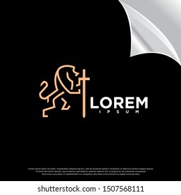monoline lion logo. luxury design. vector icon illustration