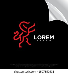 monoline lion logo. luxury design. vector icon illustration