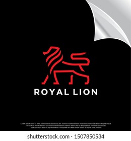 monoline lion logo. luxury design. vector icon illustration