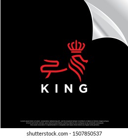 monoline lion logo. luxury design. vector icon illustration