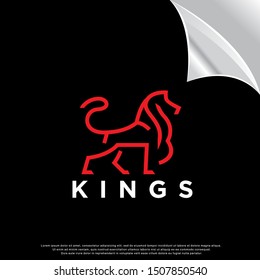 monoline lion logo. luxury design. vector icon illustration