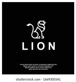 monoline lion logo. luxury design. vector icon illustration