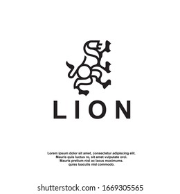 monoline lion logo. luxury design. vector icon illustration