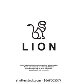 monoline lion logo. luxury design. vector icon illustration