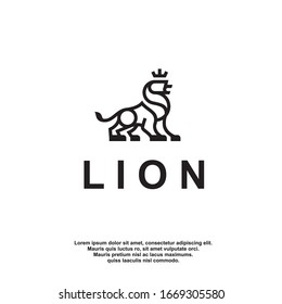 monoline lion logo. luxury design. vector icon illustration