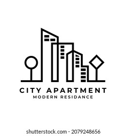 monoline logo, apartment design, business company, house icon, concept architecture, natural landscape building city illustration, flat design isolate vector