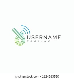 Monoline logo with a combination of circles and wifi signals in green and blue