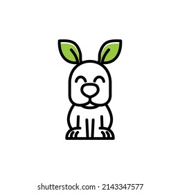 monoline logo, a combination of a dog illustration and a variety of leaves on a dog's ears