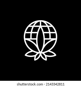 monoline logo, a combination of the earth logo and hemp, the earth represents the international word