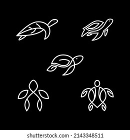 monoline logo, a combination of turtle lines and leaf variations on turtles