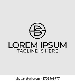 Monoline logo design ds letters form a circle.