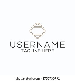 Monoline logo design letter C in the middle of the rectangle round.