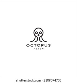 monoline logo design.alien head octopus.