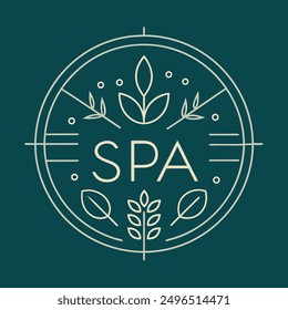 Monoline Logo leaf with positif energy for your SPA logo, meditation logo, relaxation