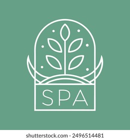 Monoline Logo leaf with positif energy for your SPA logo, meditation logo, relaxation