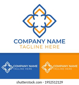 Monoline logo. Line logo concept design with 3 colors. Good for tech, multimedia, startup, nature logo design