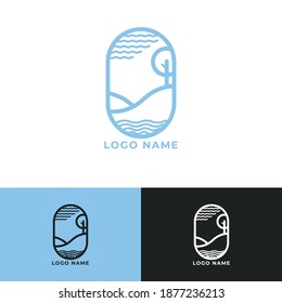 Panorama del río del logo de Monoline para diversas necesidades de marca comercial