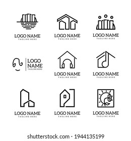 Videojuegos de logos de Monoline. Diseño del logotipo de arte de línea. Logotipo sencillo y minimalista, aislado en un fondo blanco.