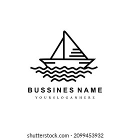 monoline logo of ship and sea water