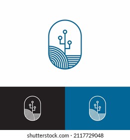 monoline logo tree minimalist vector logo illustration design