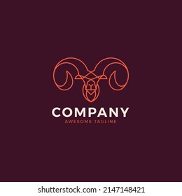 Monoline Logo Vector For Goat Climb