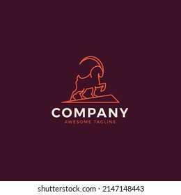 Monoline Logo Vector For Goat Climb